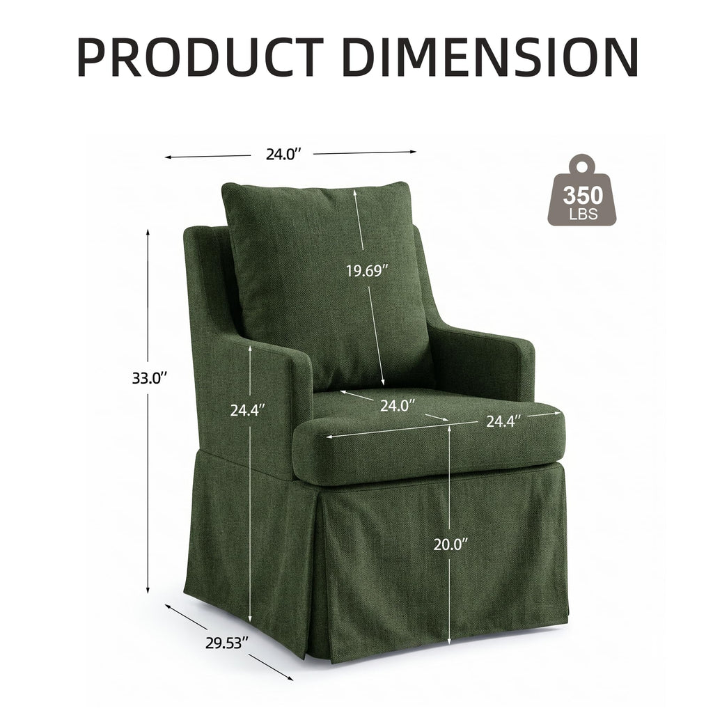 Upholstered Dining Chairs Set of 6, Modern Kitchen Chair Dining Room Chair with 4 Casters, Linen Armchair Reading