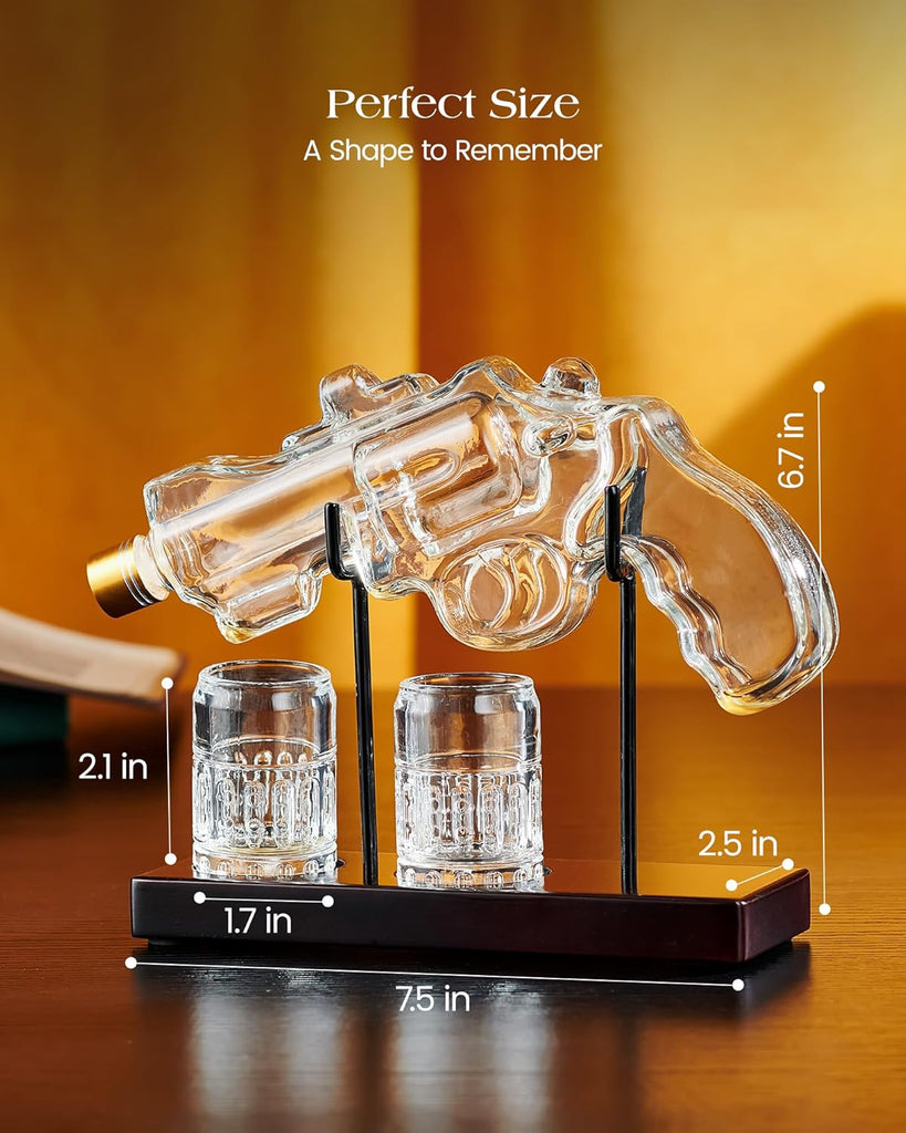 Birthday Gifts for Men Dad, Gun Whiskey Decanter Set with Shot Glass, Cool Anniversary Ideas for Him Husband Brother
