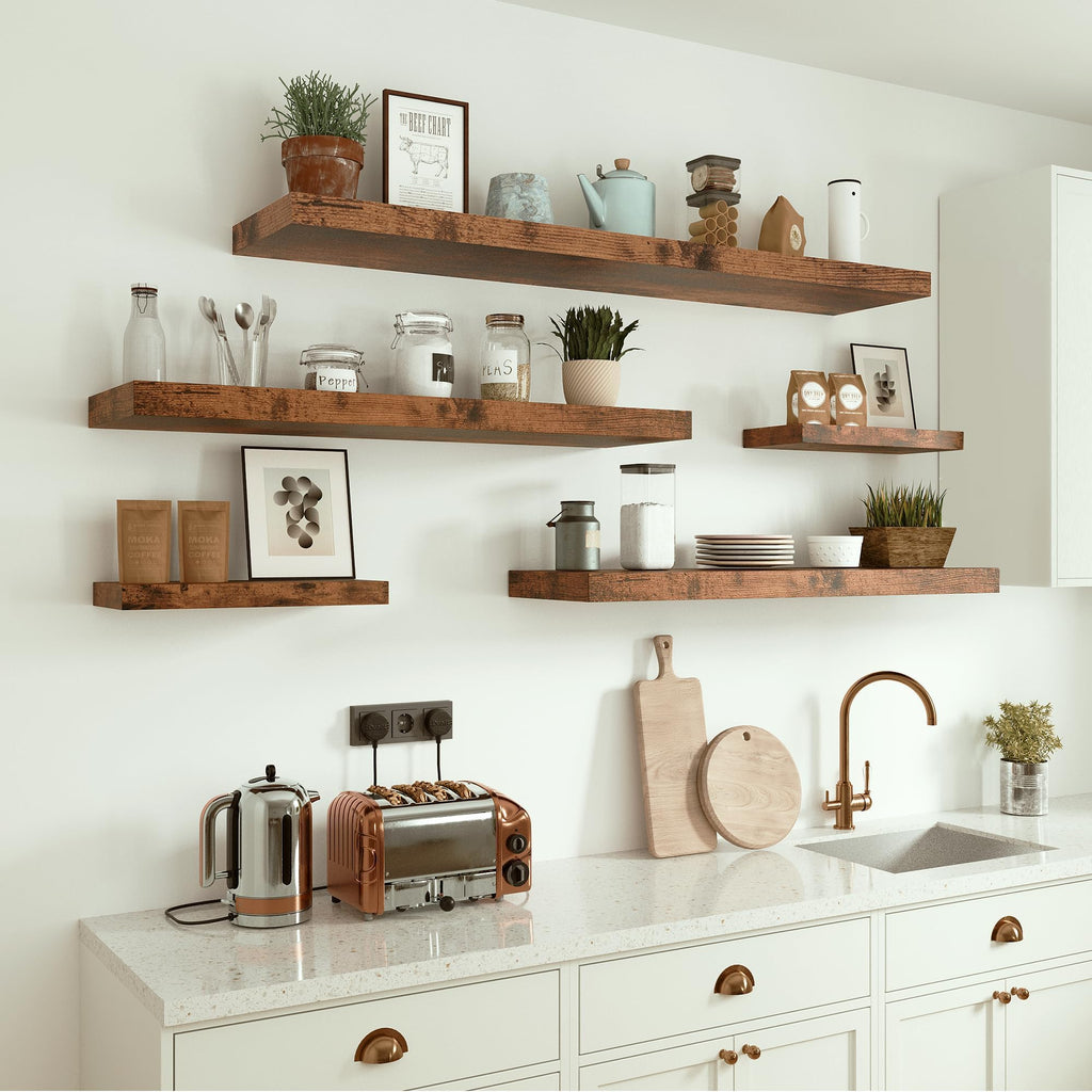 Single Floating Shelves 36x10" Set of 1, Rustic Brown