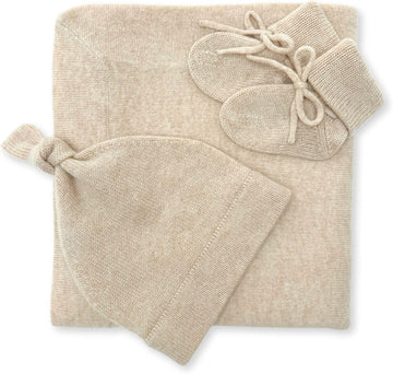 100% Cashmere Baby Blanket Gift Set Luxe Knit 0 Brown Sugar