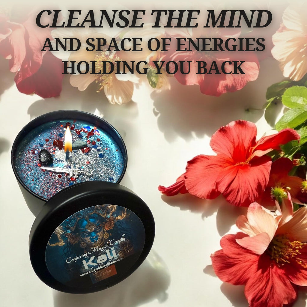 Kali Hindu Goddess Crystal Candle | Kali Spell Candle - Remove Obstacles, Destroy The Old, Personal Growth, Rebirth &