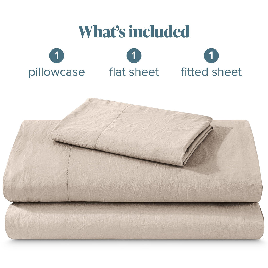 Washed Sheet Set 1800 Ultra-Soft (Pebble)