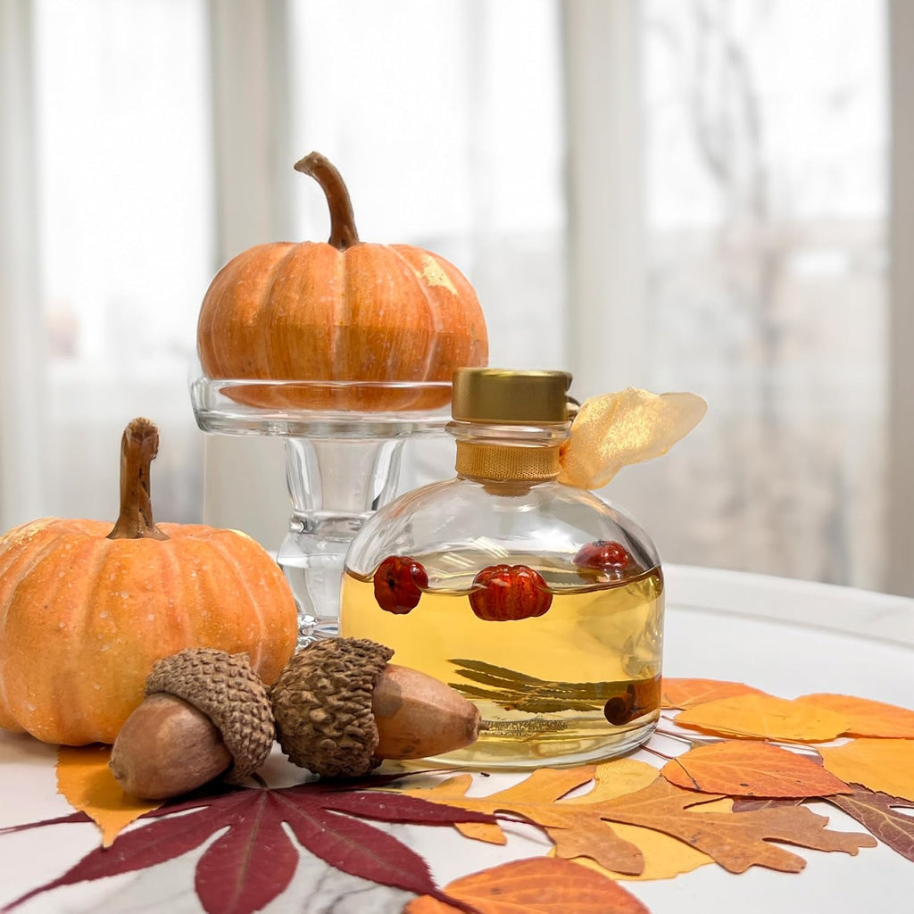 Reed Diffuser Set, Pumpkin Vanilla Chai Scented Oil Diffuser with Sticks, Home Fragrance Accessories Shelf Decor - Set of 45
