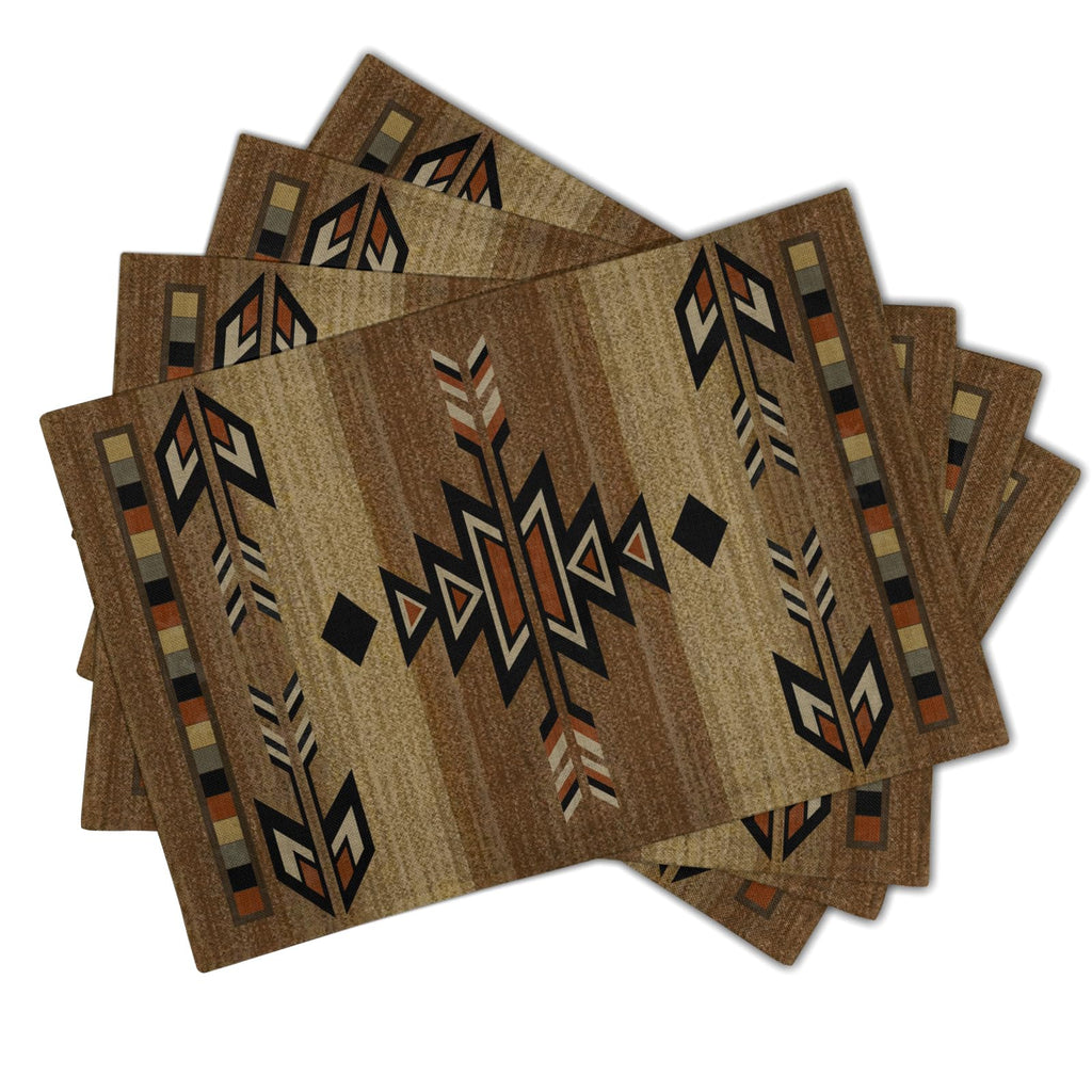 Southwestern Placemats Rustic Tribal Geometric Decorative Table Mat Antique Native American Heat Resistant Non-Slip