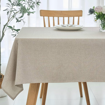 Linen Texture Tablecloth Water Resistance Antiwrinkle Spillproof Wipeable Washable Fabric Table Cloth, Buffet