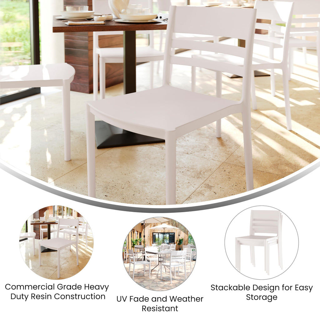 Resin Indoor/Outdoor Stackable Chair, White, 4-Pack