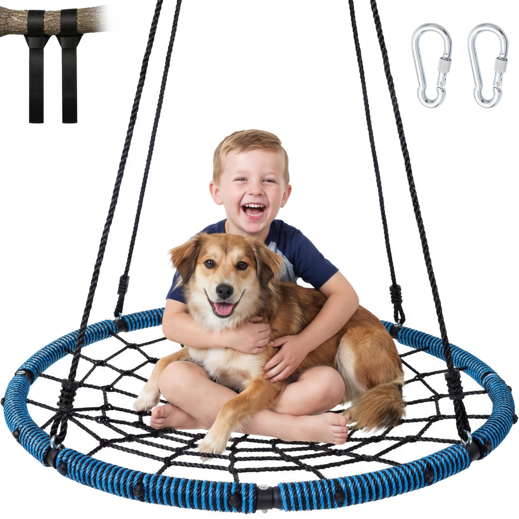40 Inch Spider Web Saucer Swing, 750lbs Heavy Duty Tree Swings for Kids Outdoor, Net Swing for Backyard & Playground