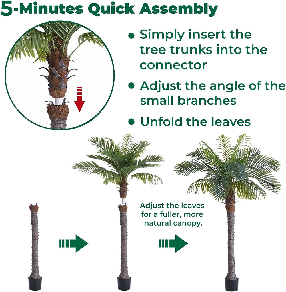 8.5FT Artificial Coconut Palm Set of 2, Potted Faux Palm Tree