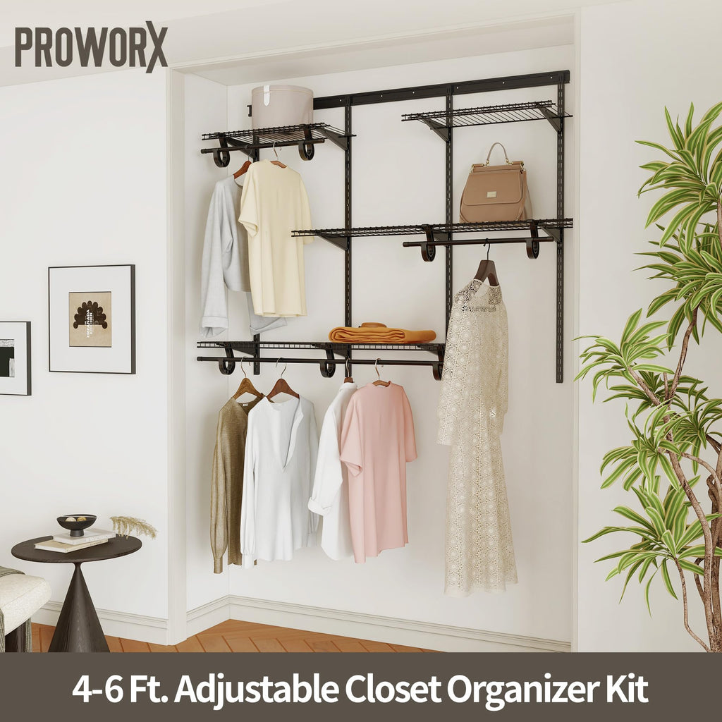 4-6 Ft. Charcoal Gray Custom Wire Closet Organizer System Kit
