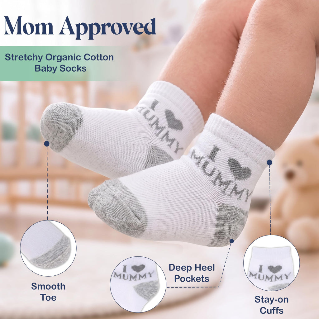 Organic Cotton Blend 12 Pairs Newborn Socks Baby Boy Gift Registry