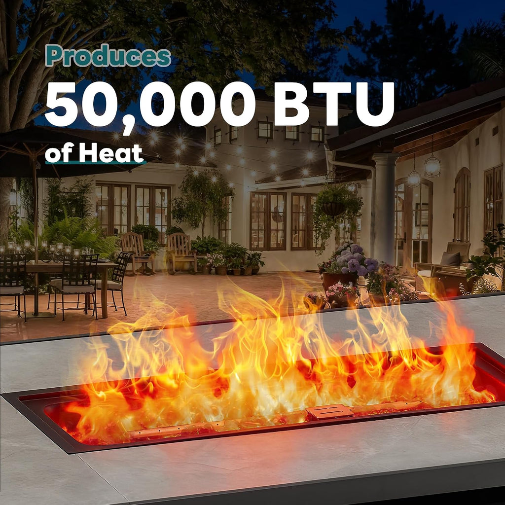 43 Inch Propane Fire Pit Table, 50,000 BTU Outdoor Gas Fire Table | Firepit Table for Outside, 2-in-1 Removable Lid