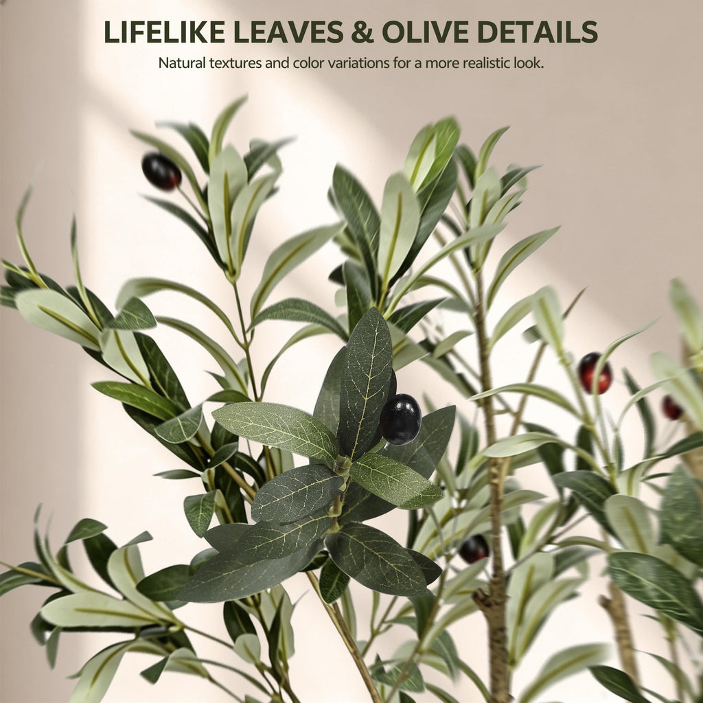 6ft Olive Trees Artificial Indoor with White Tall Planter