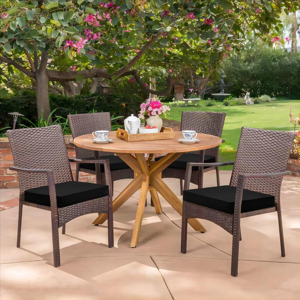 Outdoor Chair Cushions Set of 4, Water Resistant Patio Chair Cushions with Ties, Square Corner Outdoor Seat Cushions