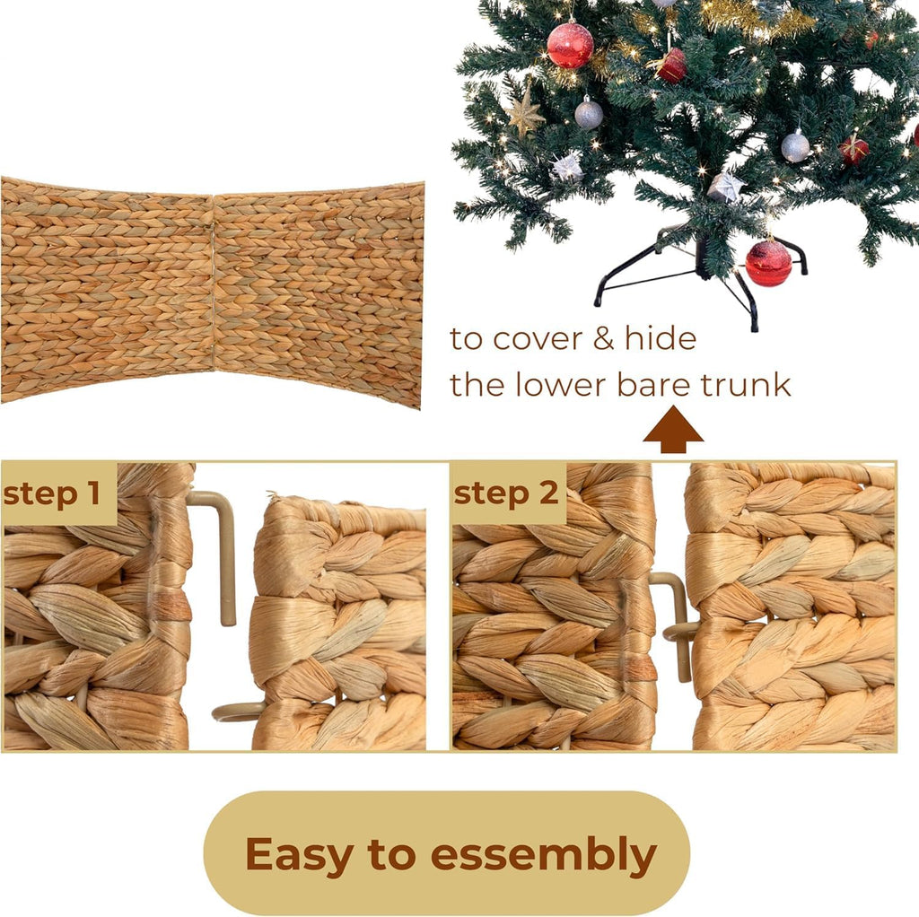 Tree Collar - Large to Small Christmas Tree, 28" Christmas Tree Ring Adjustable Water Hyacinth Skirt, Christmas Tree