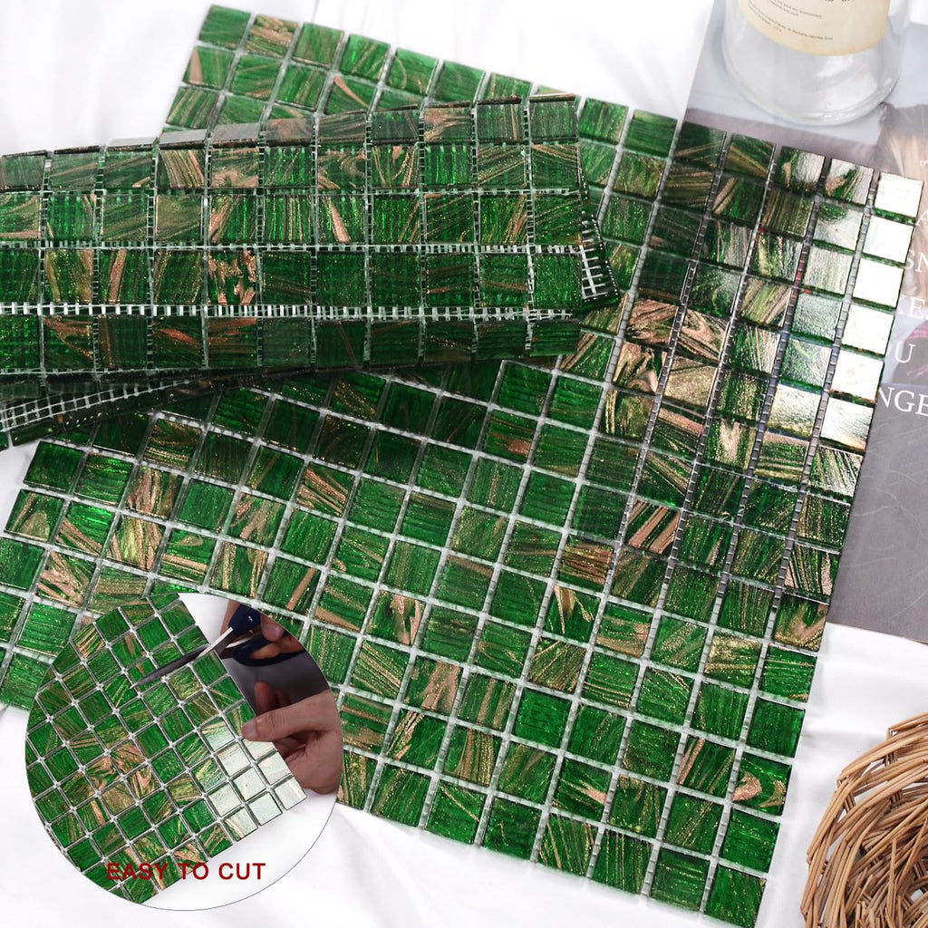 11.5 sq.ft Green Glass Mosaic Tile , Pool, Kitchen Backsplash