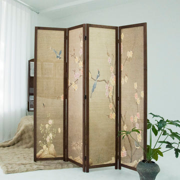 4 Panel Bamboo Room Divider, 5.6 ft Tall Double Sided Folding Privacy Screen for Room Separation, Premium Thickened