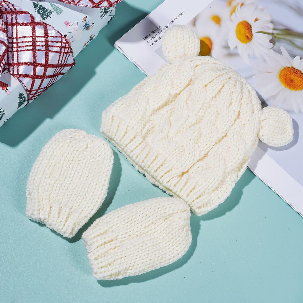 2 Set Winter Beanie Hats Gloves Kit for Baby Infant Toddler