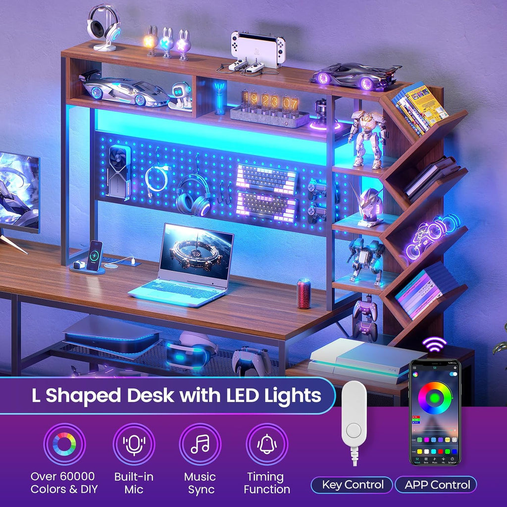 L Shaped Office Desk with Drawers and Hutch, Convertible 97.6" Double Computer Desk, Corner Gaming Desk with Storage