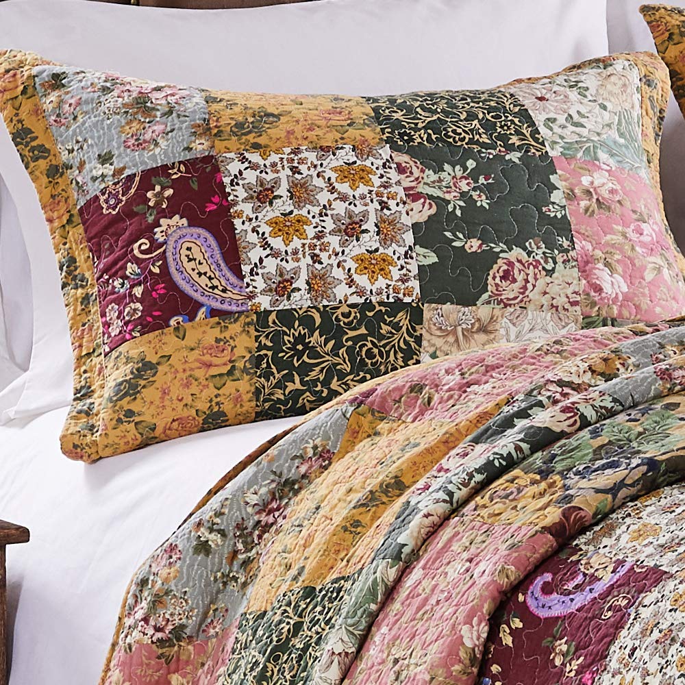 Home Antique Chic 100% Cotton Authentic Patchwork Quilt Set, Multicolor