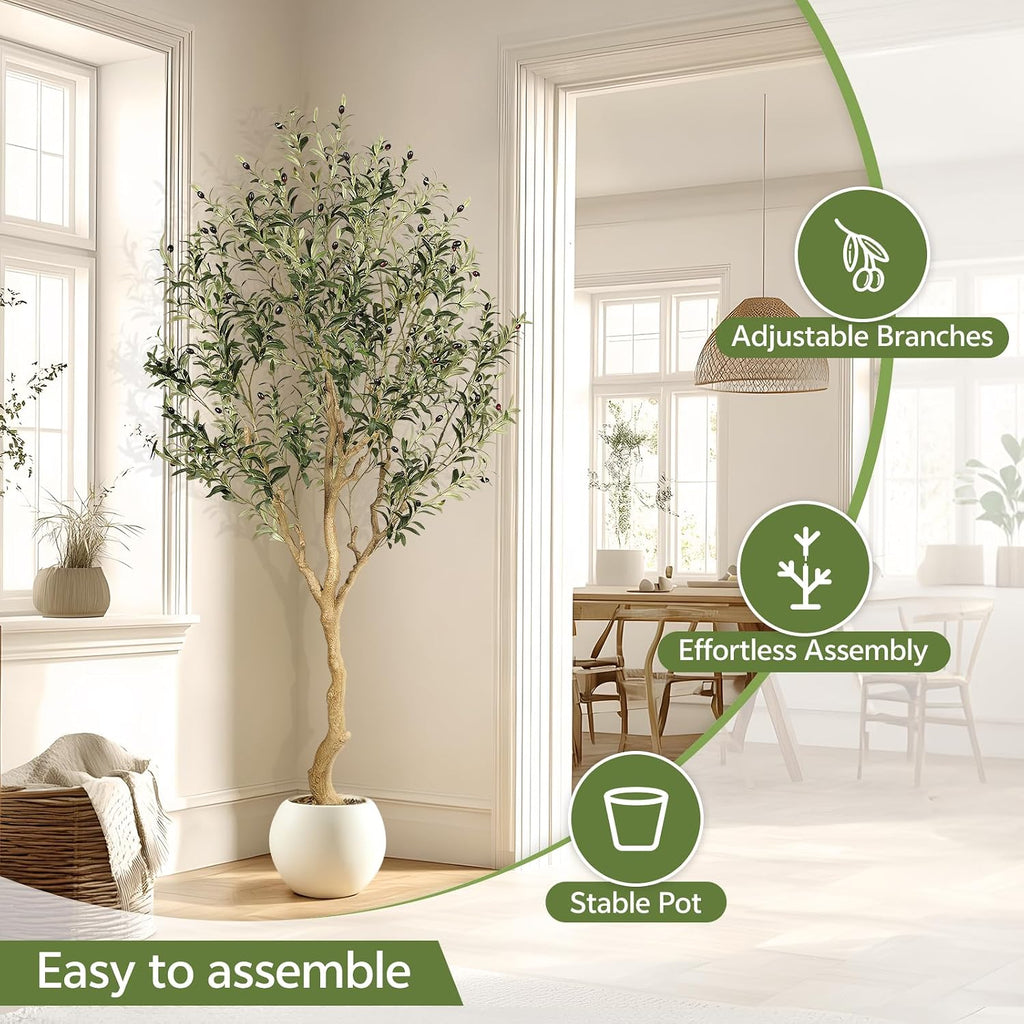 Faux Olive Tree 7ft with UV Resistant for Indoor Outdoor Decor