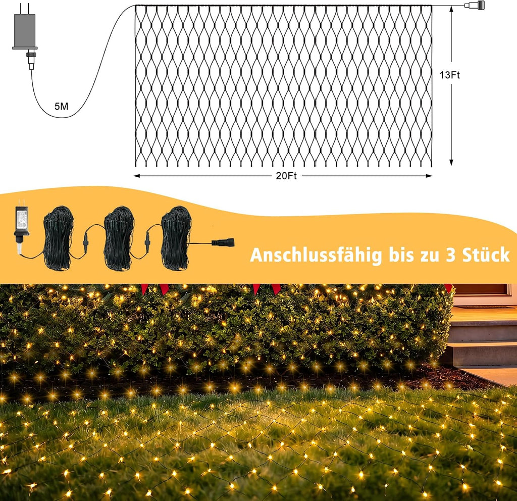 20Ft x 13Ft Large Christmas Net Lights Warm White Fully Waterproof