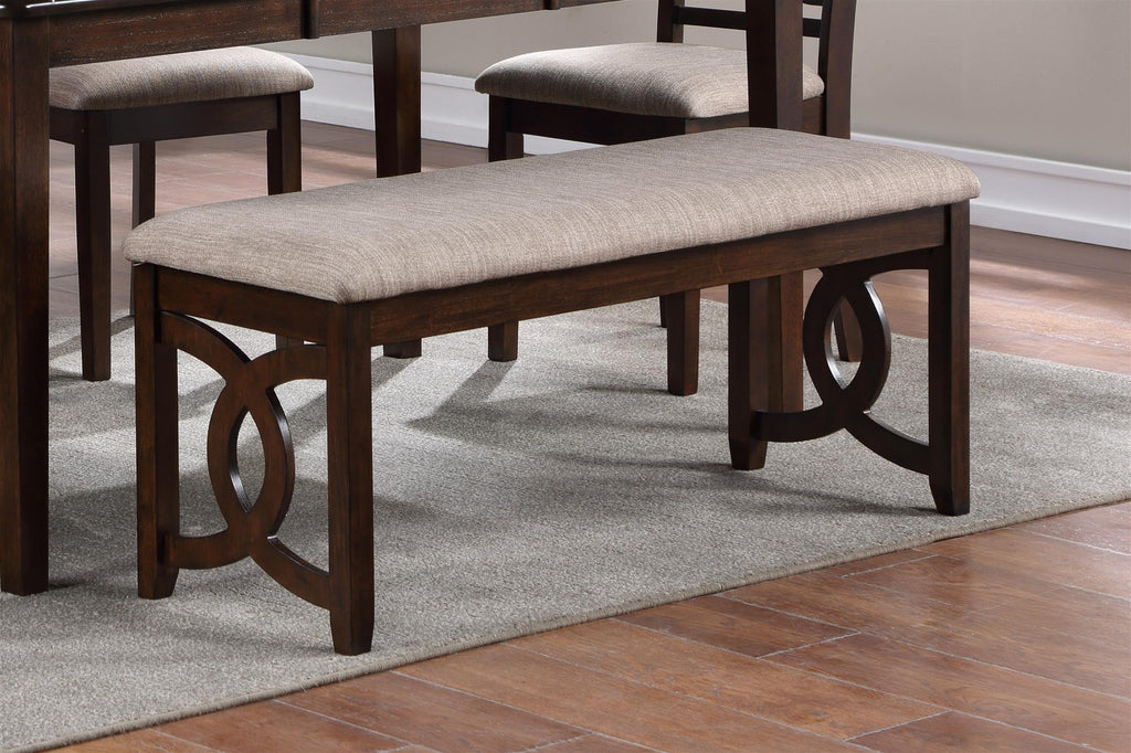 Gia Upholstered Dining Bench, Cherry Brown