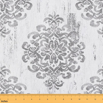 Damask Fabric By The Yard Grey Paisley Indoor Outdoor Fabric