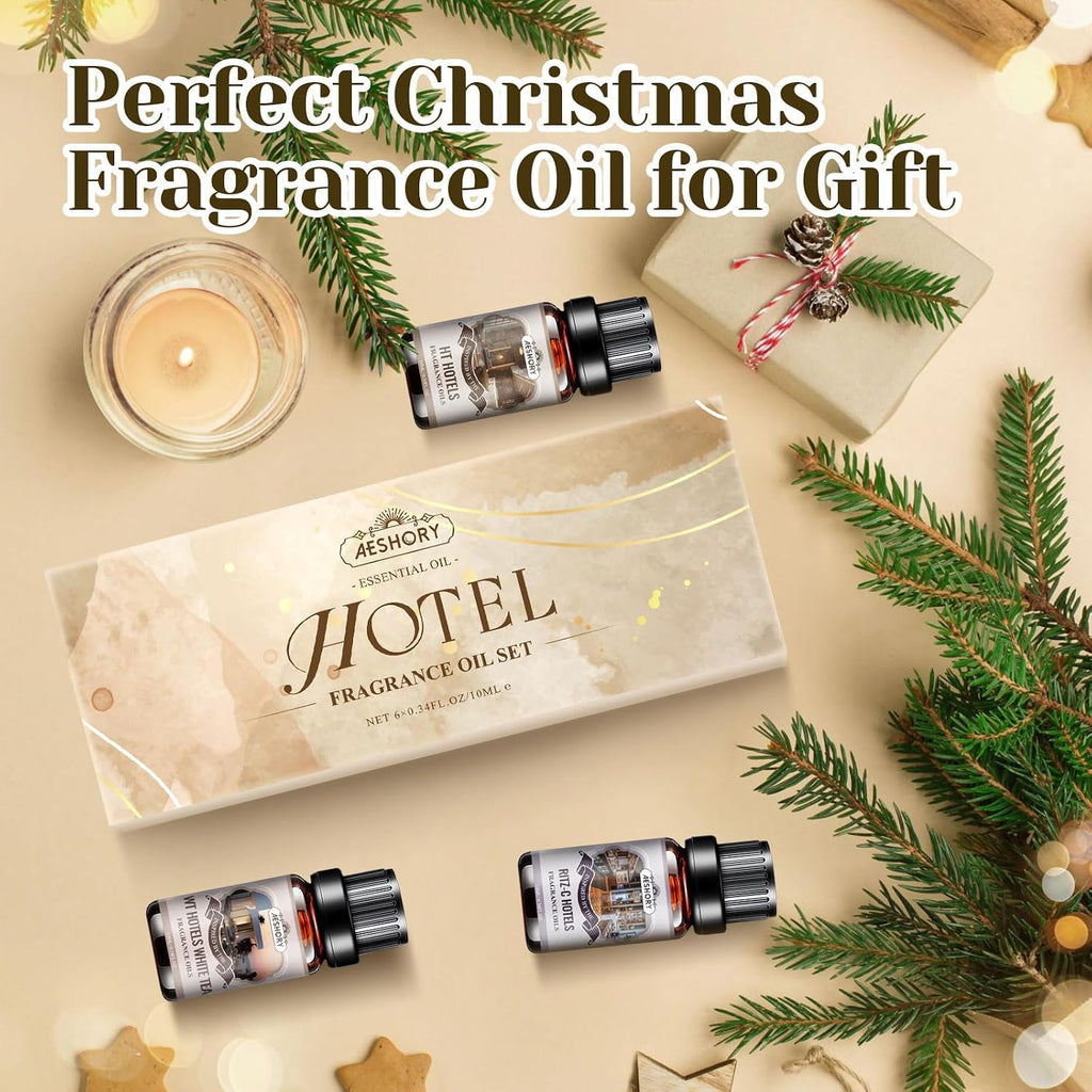 Hotel Diffuser Oils Gift Set - 6x10ML Luxury Fragrance Oil Blend, Hotel Scent Essential Oils Set for Diffuser - Set of 6