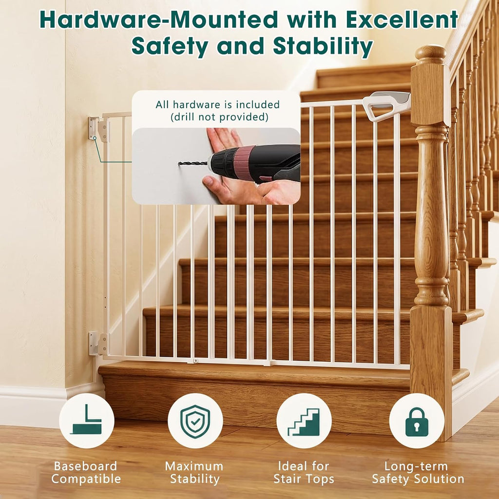 27"-42" Extra Wide Dog Gates for Doorways, 30" H Indoor Pet Gate for Stairs