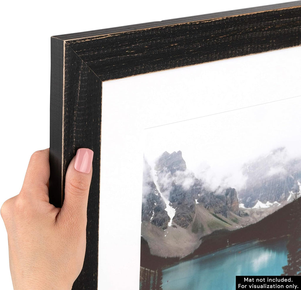 24x36 Inch Black Picture Frame, This 1.5" Custom Wood Poster Frame is Weathered Barnwood Style in Black, for Your Art