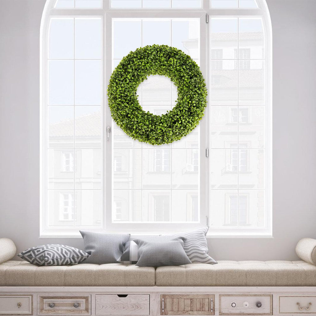 Boxwood Wreath, 20inch Wreath for Front Door Greenery Wreath Outdoor/Indoor Green Home Round All Year Round Farmhouse