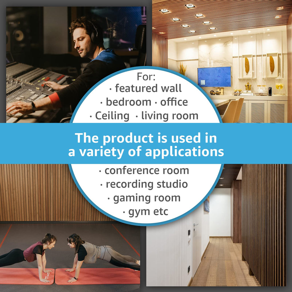 4-Pack Soundproof Wood Slat Wall Panels, 94.5 x 7.9 Inch, Oak