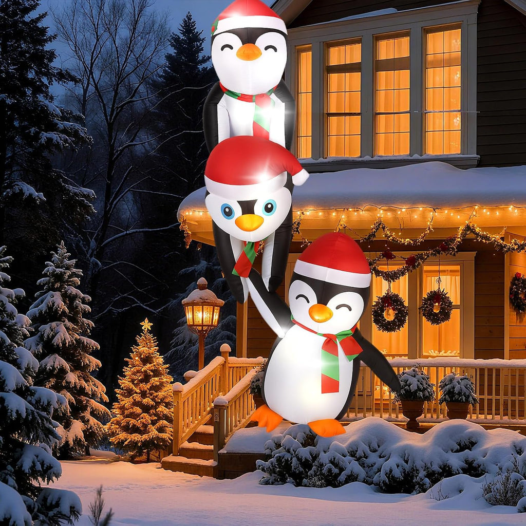 7ft Penguin Christmas Inflatable Roof Hanging Outdoor Decorations