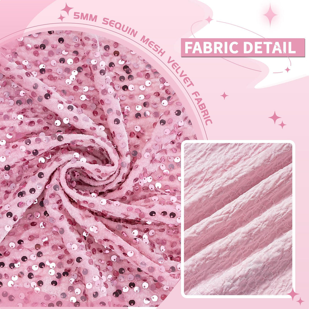 Blush Pink Sequin Velvet Fabric by The Yard 2 Yards