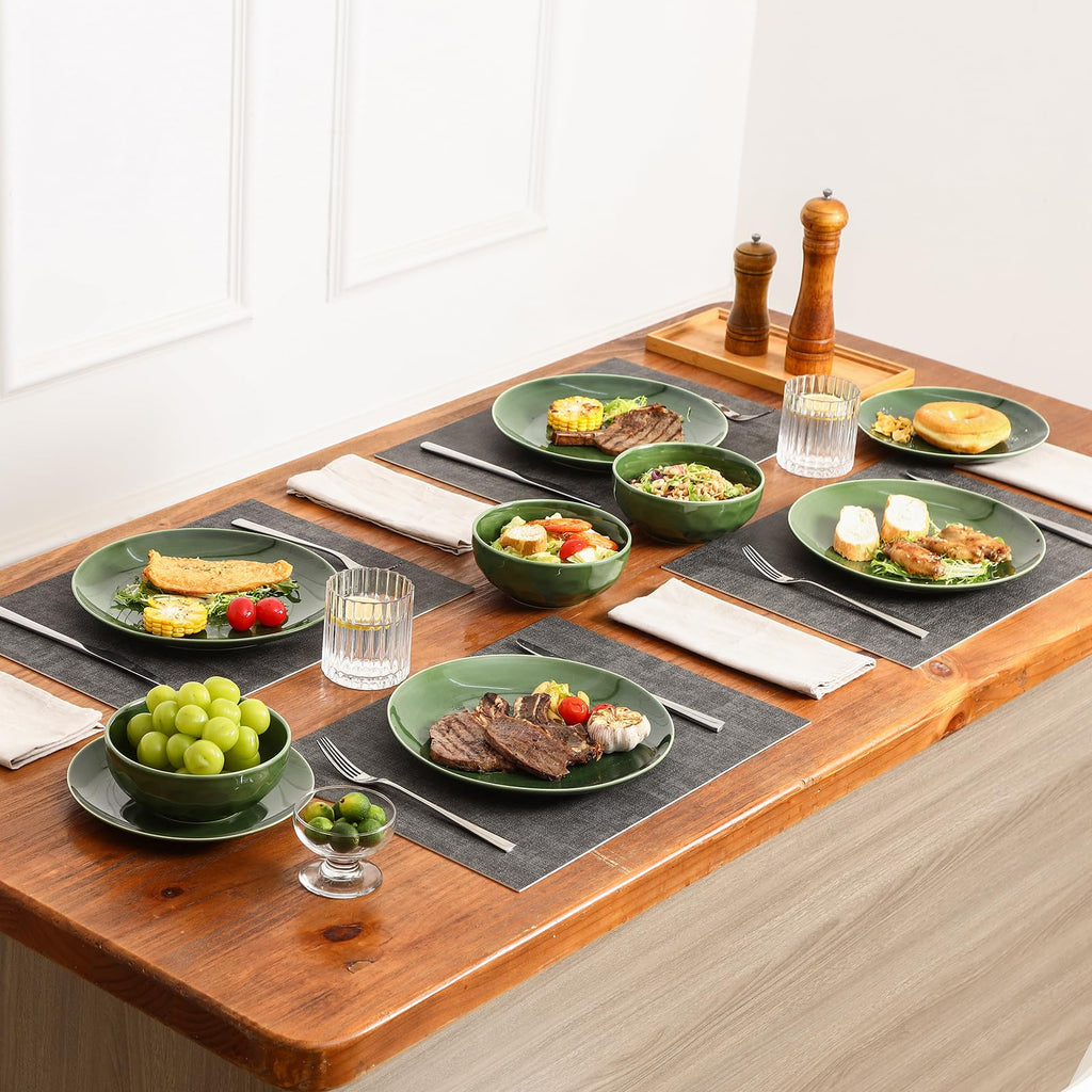 Ceramic 12 Pieces Dinnerware Set - Dinner Plates Cereal Bowls Salad Plates Set Service for 4 - Scratch Resistant