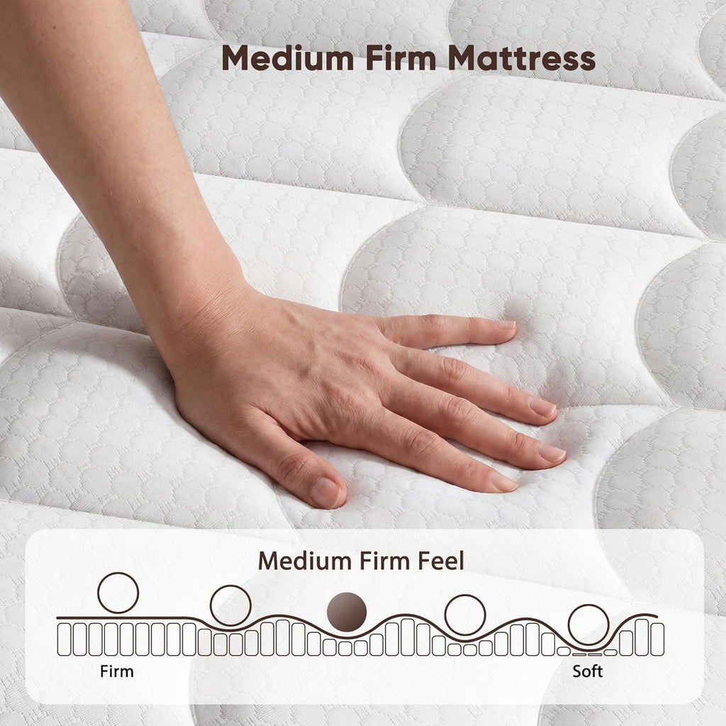 Mattress Queen Size, 12 Inch Hybrid Queen Mattress in a Box, Medium Firm | Queen Size Mattress with Cooling Gel