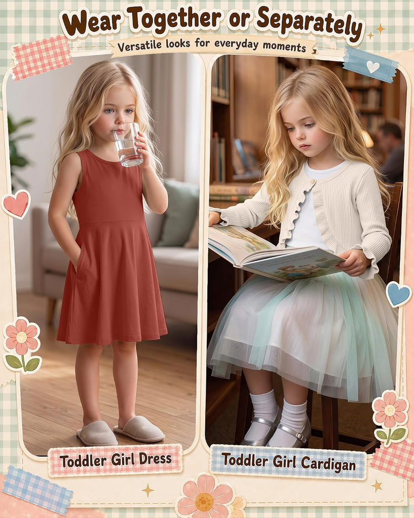 Toddler Girl Sleeveless Dresses 2 Piece Outfits