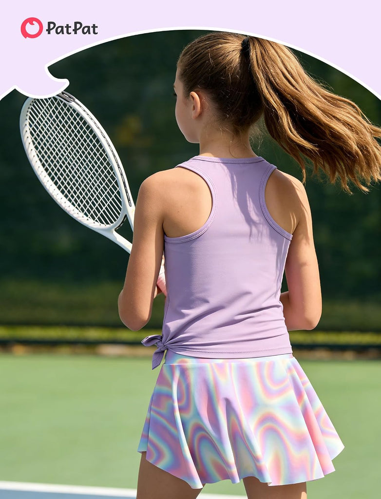 Girls Skirt Athletic Sets Summer Outfits with Hair Ties