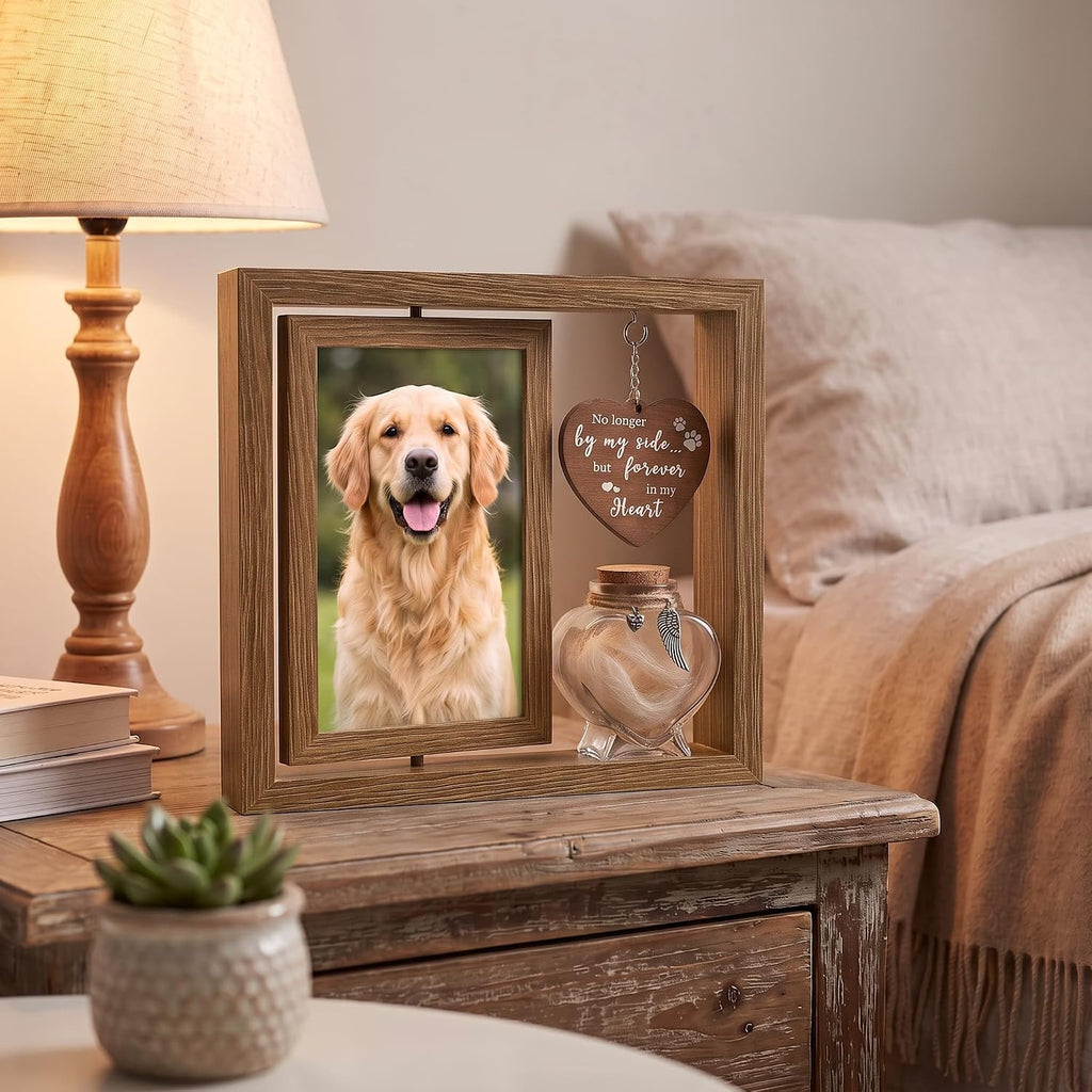 Dog Memorial Gifts for Loss of Dog Rotating Wooden Picture Frame