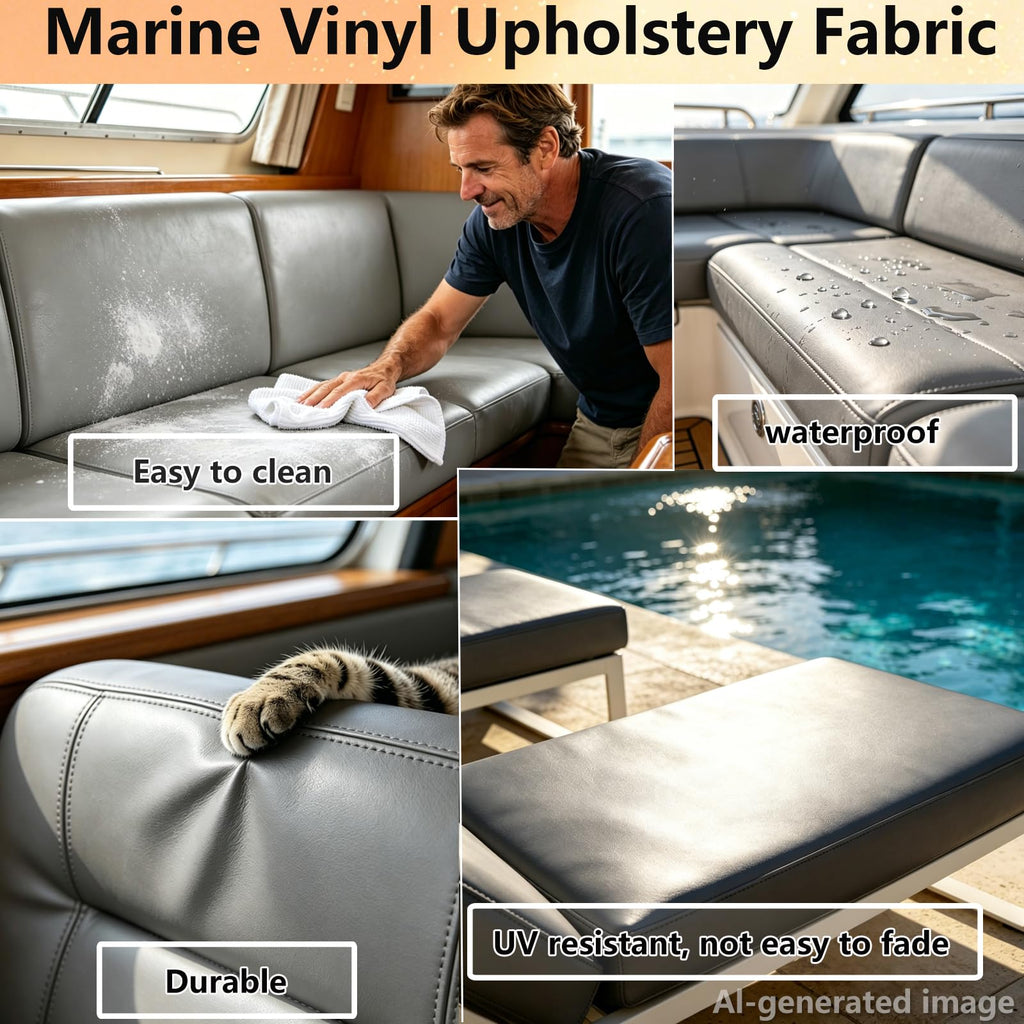 Faux Leather Fabric for Upholstery: Smooth 54"x72" Grey Leather