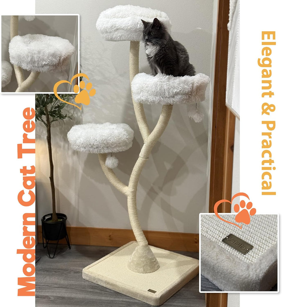 70" Tall Cat Tree, Cat Tower with Scratching Posts and Board, Multi-Level Cat Tower for Large Cats 20 lbs+ with 3