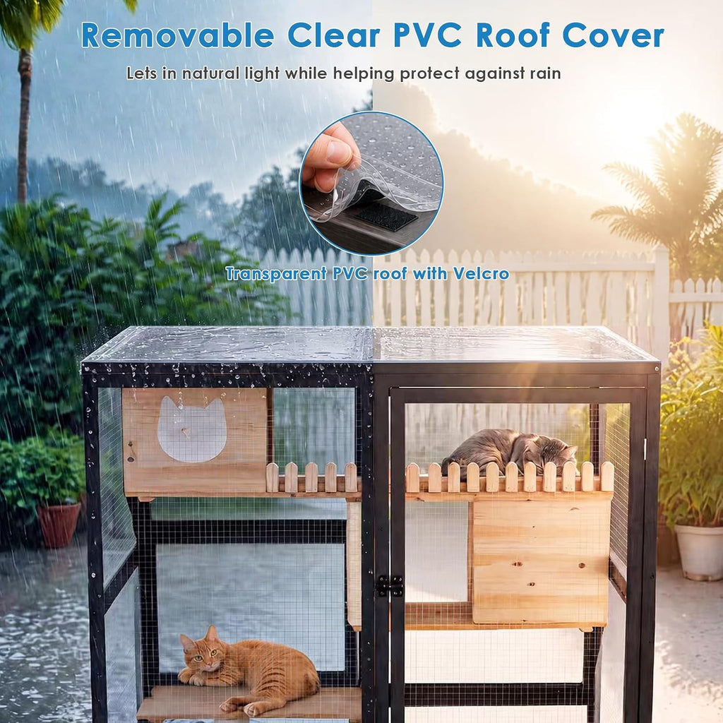 Indoor & Outdoor Cat Enclosure, 4-Level Walk-in Catio with Window Access