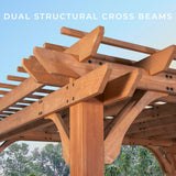 14' x 12' Traditional Cedar Wood Pergola Kit with Trellis Roof, All-Season Durability, High-Wind Rating