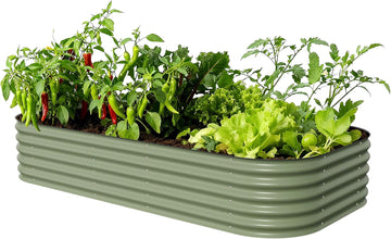 Vego garden Raised Garden Bed Kit, 17" Tall 10 in 1 Jumbo Modular Metal Raised Garden Beds, Metal Planter Box for