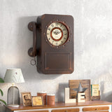 Abdurey Retro Old Telephone Wall Clock with Hidden Safe, Battery Operated Quartz Metal Wall Clocks