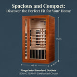 DYNAMIC SAUNAS Cordoba 2-Person Full Spectrum Infrared Sauna with Red Light Therapy & Bluetooth Speakers | Personal