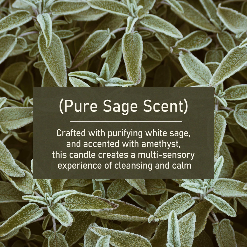 Pure Sage Candle for Cleansing - 2Pc Soy Scented Candle with Crystals & Sage Leaves Inside, House Negative Energy