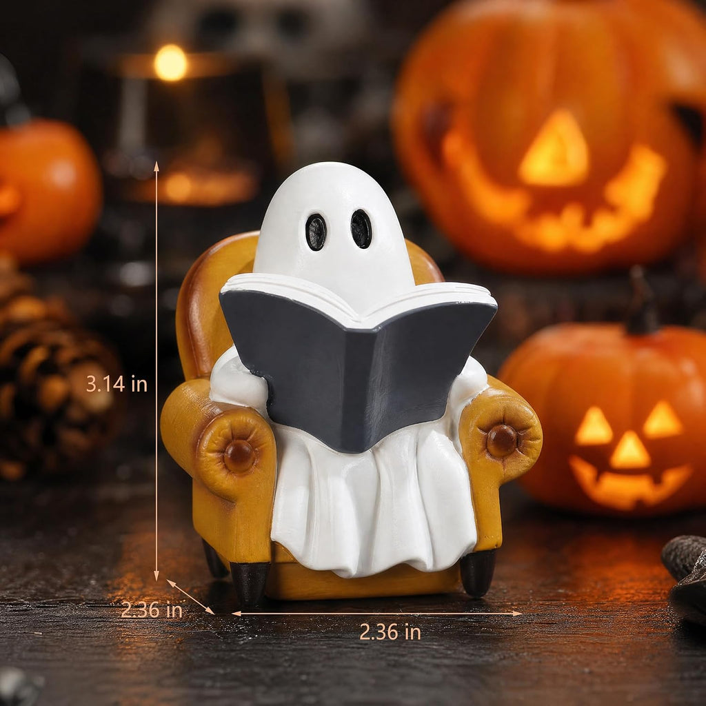 Ghost Reading Book Figurines Ghosts Halloween Decor Cute Ghost Decor Halloween Decorations Indoor Book Lover Gifts