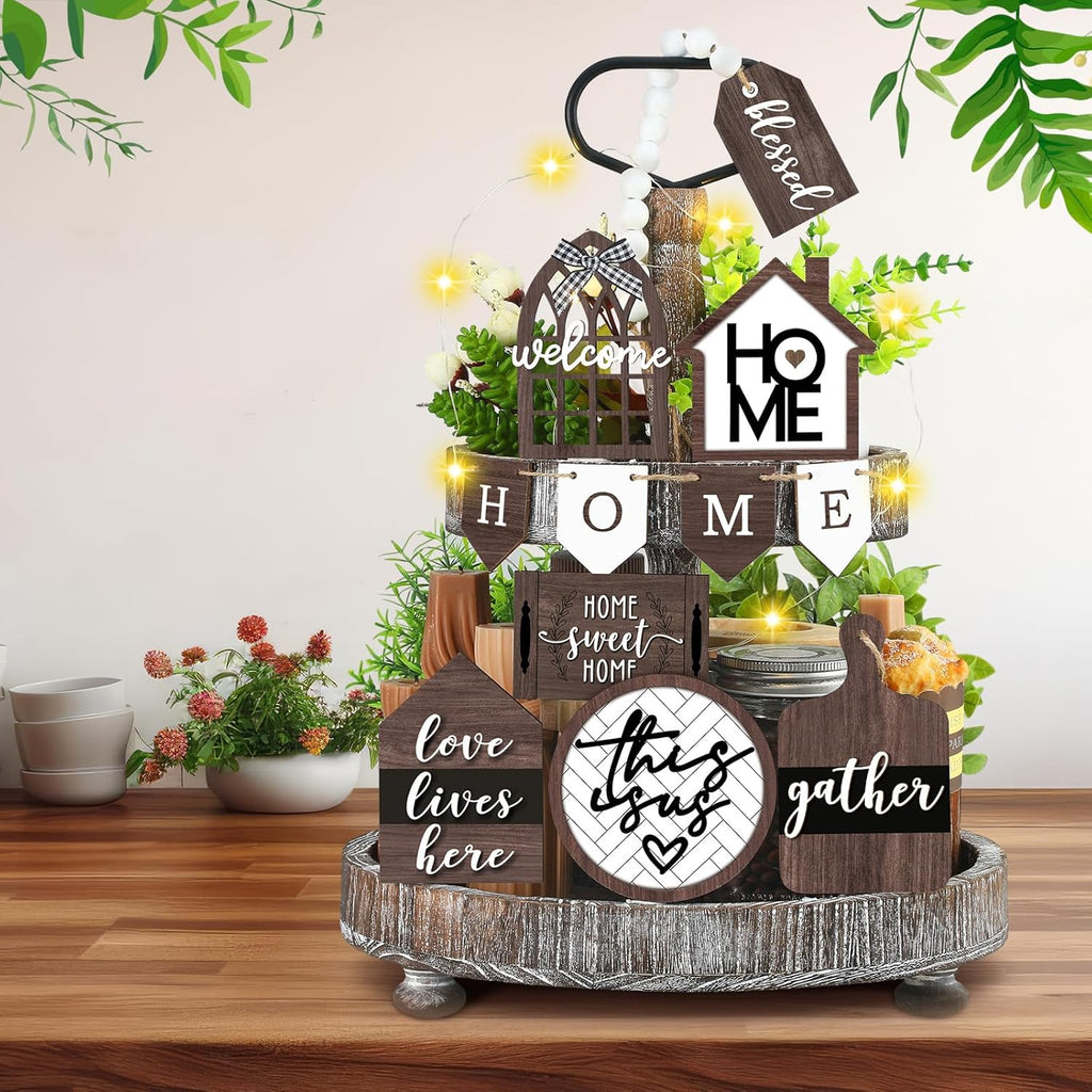 Home Tiered Tray Decor This is us Rustic Wooden Signs - Set of 11