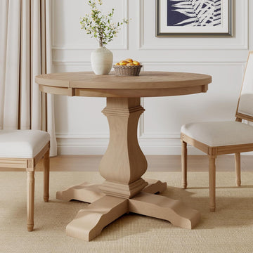 Tokin Extendable Dining Room Table for 6, Wooden Round Expandable Kitchen Table, Vintage Oval Dining Table for Dining